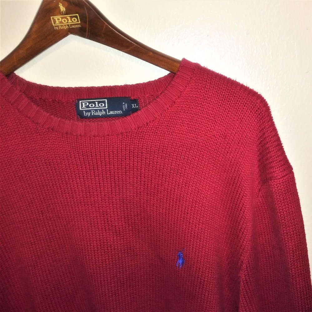 Polo by Ralph Lauren Cherry Red cotton sweater